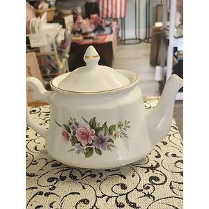 Vintage  Crownford Floral Porcelain Teapot with Gold Trim